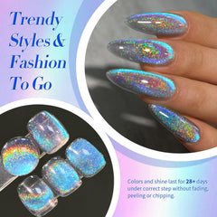 Born Pretty esmalte gel UV-LED, efecto cat-eye azul, retirada fácil.