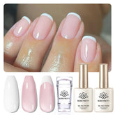 Born Pretty estampa para uñas con punta francesa, diseño rápido y limpio.