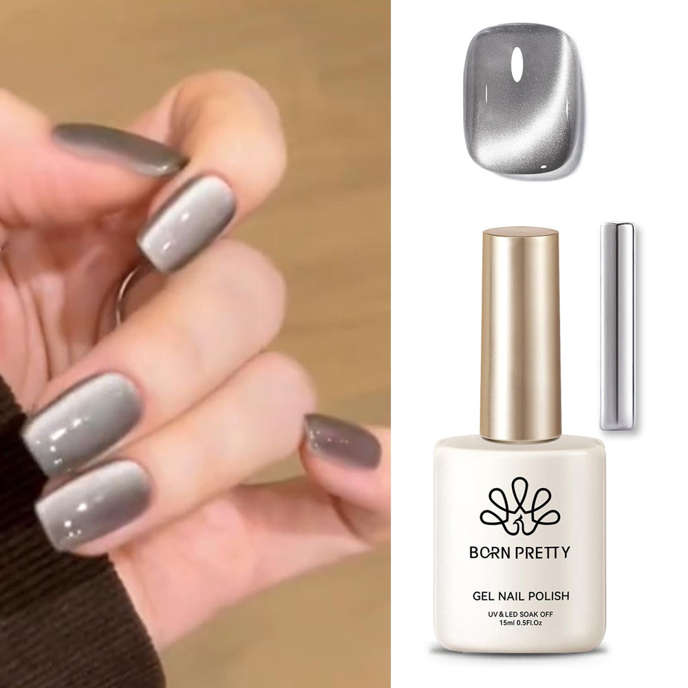 Born Pretty gel magnético ojo de gato gris Moonlight, botella de 15 ml para uso doméstico.
