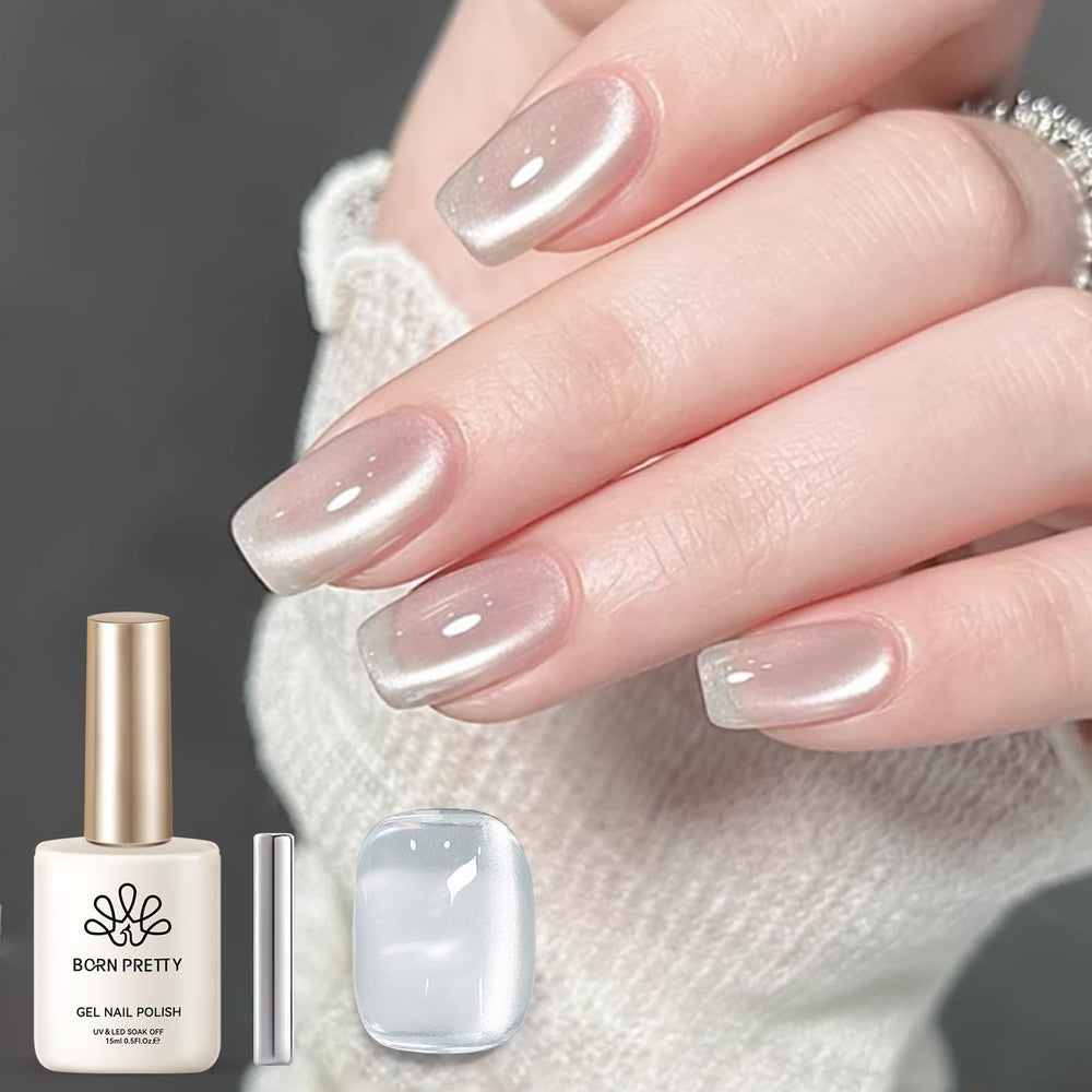 Born Pretty gel magnético ojo de gato plateado, botella de 15ml para uso en casa