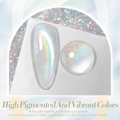 Born Pretty laca gel ojo de gato magnético, brillo holográfico blanco