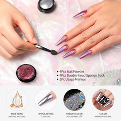 Born Pretty polvo cromado rosado-oro espejo para look glamoroso y duradero.