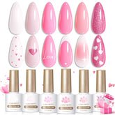 Born Pretty set de esmalte gel rosa 6 colores para variedad de looks