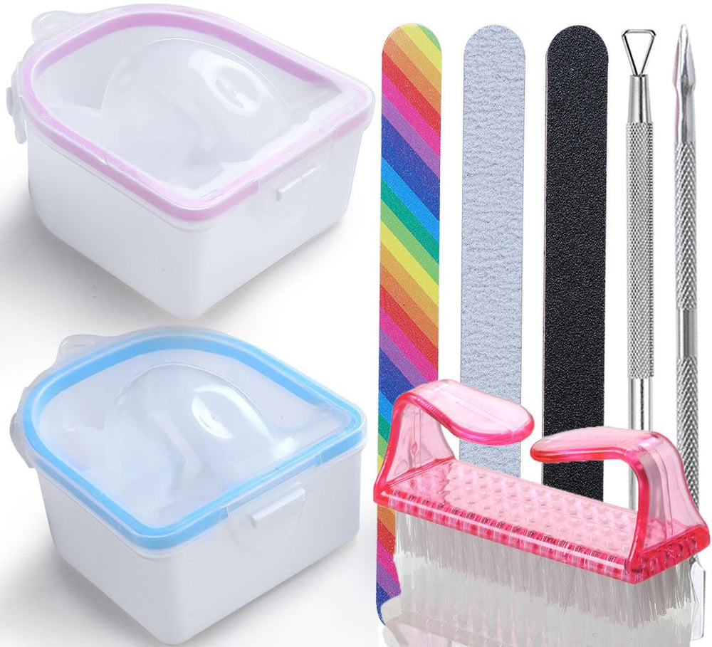 Borogo tazón de remojo para uñas con doble capa, cómodo para suavizar gel