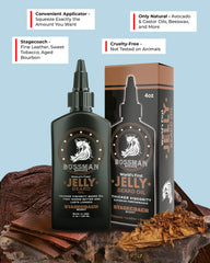 Bossman Stagecoach Jelly suaviza la barba gracias a aceites naturales.