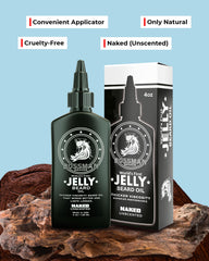Bossman Jelly Beard Oil textura gel: primer plano muestra gel nutritivo