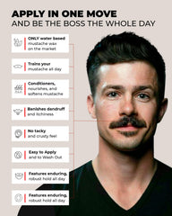 Aplicación fácil de Bossman MUDstache para peinar sin esfuerzo.