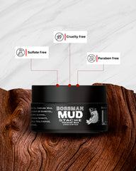 MUDstache matte hold styling on mustache reveals controlled, natural look.