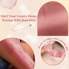 Bouvetan rose wax being spread – easy, smooth application along hair growth.