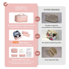 BOYATU bolsa cosméticos compartimentos tres, evita mezclar productos y facilita el acceso.