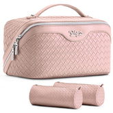 BOYATU bolsa maquillaje viaje con tres compartimentos para organización eficiente.