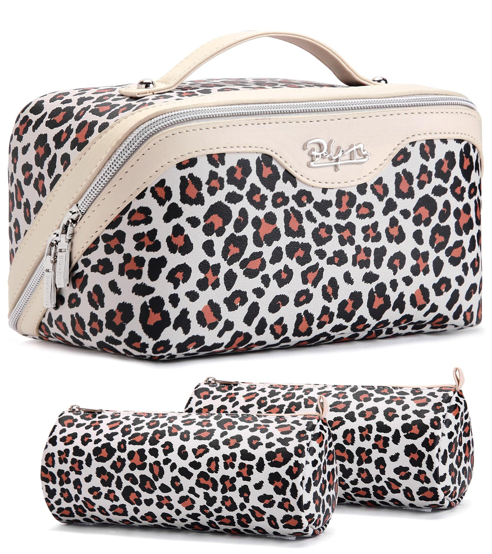 BOYATU bolsa de viaje con estampado leopardo para cosméticos.