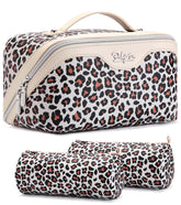 BOYATU bolsa de viaje con estampado leopardo para cosméticos.