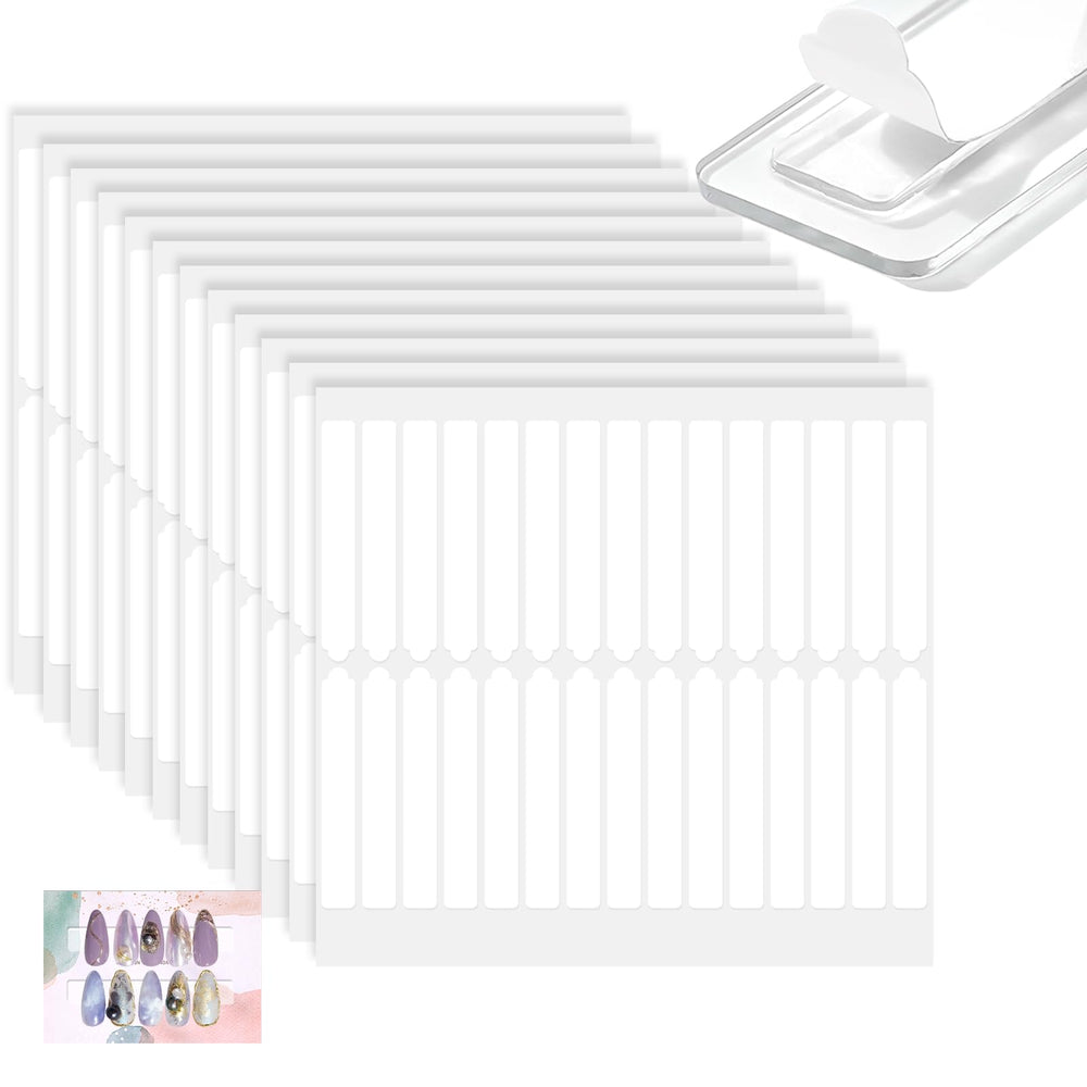 BQAN cinta doble cara para uñas, paquete de 12 hojas, ideal para exhibiciones y almacenamiento.