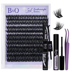 B&Qaugen Feath5D lash clusters deliver wispy volume for dramatic eyes.