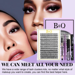 Look natural logrado con longitudes mixtas de B&Qaugen lash clusters