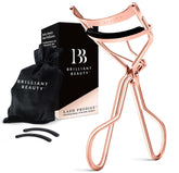 Brilliant Beauty rizador de pestanas Oro Rosado con cierre preciso para evitar pellizcos.