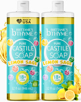 Brittanie's Thyme Jabón Castile líquido, etiqueta limón-salvia, limpieza suave.