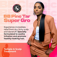 Bronner Bros BB Pine Tar Super Gro, aplicación cremosa para cabello y cuero cabelludo.