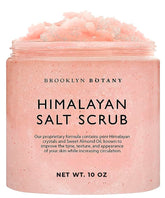 Brooklyn Botany Himalayan Salt Scrub en bote para exfoliar suavemente la piel.