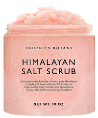 Brooklyn Botany Himalayan Salt Scrub en bote para exfoliar suavemente la piel.