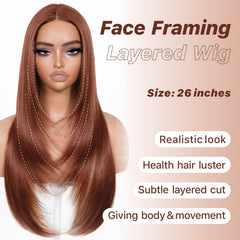 BrownBomb Cooper Blond largo 26 pulgadas con mechas ginger