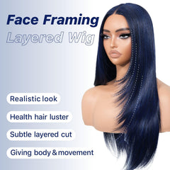 BrownBomb dark blue wig close-up lace detail for natural, seamless part