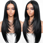 BrownBomb glueless wig front view showcases natural layers and easy wear for quick styling
