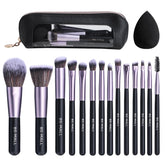 BS-MALL set de pinceles con estuche morado para viaje y retoques diarios.