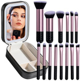 BS-MALL set de brochas con espejo iluminado para maquillaje preciso