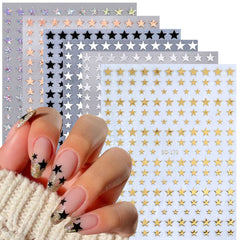 BSBTBZ estrellas doradas 3D para uñas, acabado luminoso y duradero