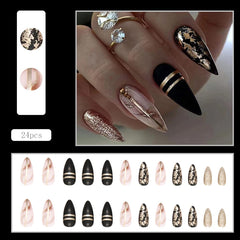 BSBTBZ Unas prensadas con diseno lineas brillantes doradas para ocasiones.