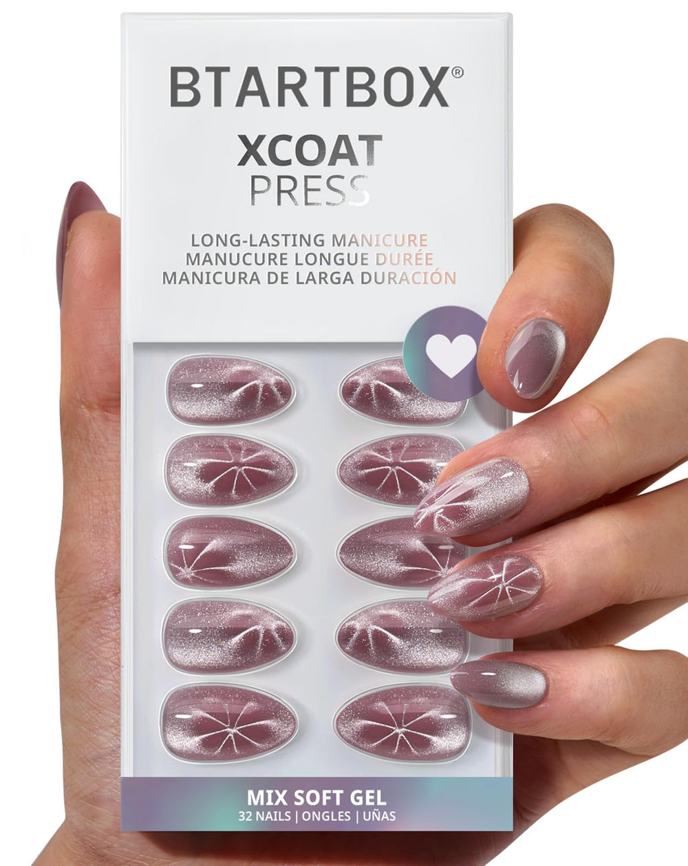 BTArtbox Berry Spark uñas glitter en forma almendra para un acabado deslumbrante.