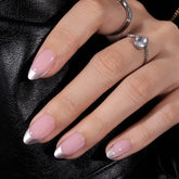 BTArtbox Frances Tip uñas almendra con contorno plateado para acabado natural