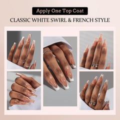 BTArtbox uñas presion French Tip estilo swirl 3 para look personalizado.