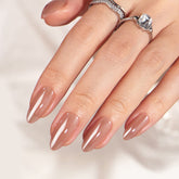 BTArtbox uñas almond cromado chocolate, acabado elegante para cualquier ocasión