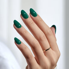BTArtbox uñas corta oval verde oscuro, ajuste cómodo y aspecto natural.