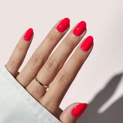 BTArtbox uñas postizas cortas salmón rosado, ovaladas, para uso diario con acabado suave