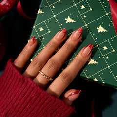 BTArtbox uñas francesas rojo-cat-eye, material flexible para comodidad diaria.