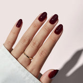 BTArtbox uñas postizas cortas rojas oscuras ovaladas, aspecto natural para uso diario.