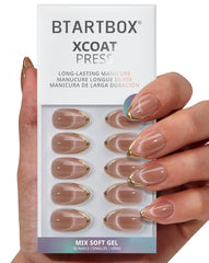 BTArtbox uñas postizas corto, gotas de oro, aspecto natural para uso diario.