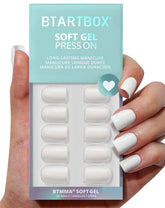 BTArtbox uñas postizas cuadradas pastel blanco, aspecto natural para uso diario.