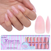 BTArtbox XCOATTIPS: puntas de uñas mate en tono almendra mediana para apariencia natural.