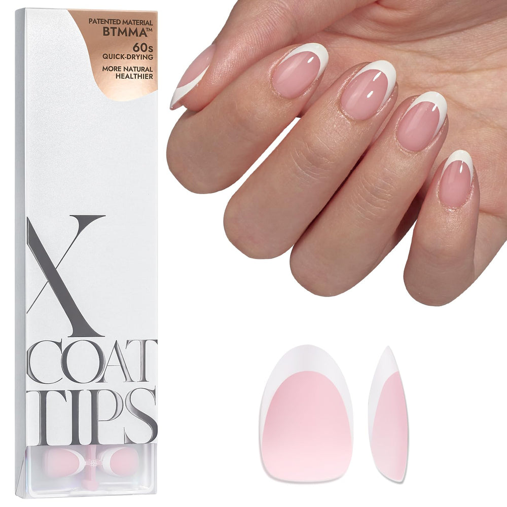 BTArtboxnails propose des ongles autocollants à pointe française rose extra court pour une pose rapide et naturelle.