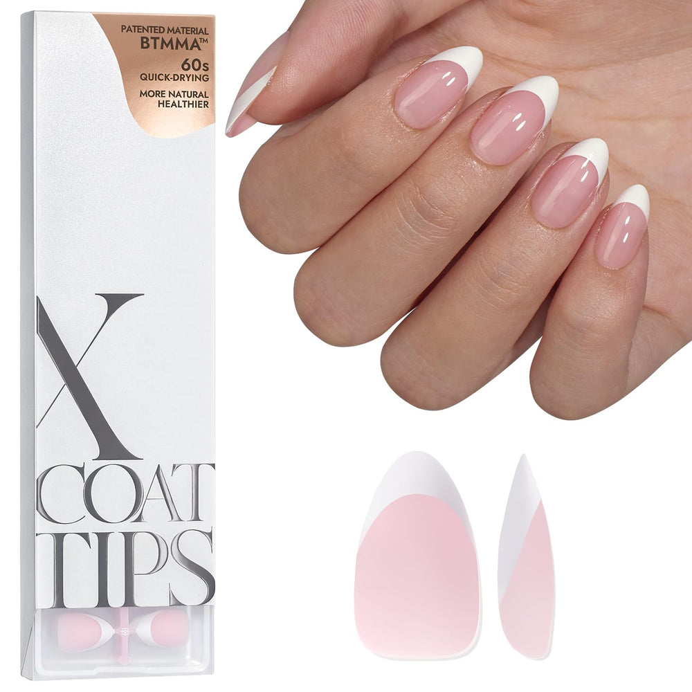 BTArtboxNails puntas francesas rosas en almendra corta para uñas elegantes y fáciles de aplicar