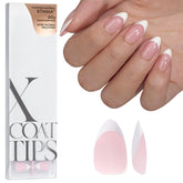 BTArtboxNails puntas francesas rosas en almendra corta para uñas elegantes y fáciles de aplicar