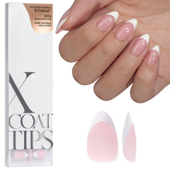 BTArtboxNails puntas francesas rosas en almendra corta para uñas elegantes y fáciles de aplicar