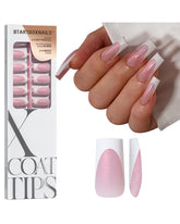 BTARTBOXNAILS XCOATTIPS Francesas tip base rosa brillo, para manicura clásica duradera.