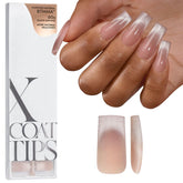BTArtboxnails XCOATTIPS, punta francesa ojo de gato en uña cuadrada larga, estilo elegante.