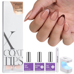 BTArtboxnails XCOATTIPS puntas frances almendra para uñas con acabado neutro y elegante